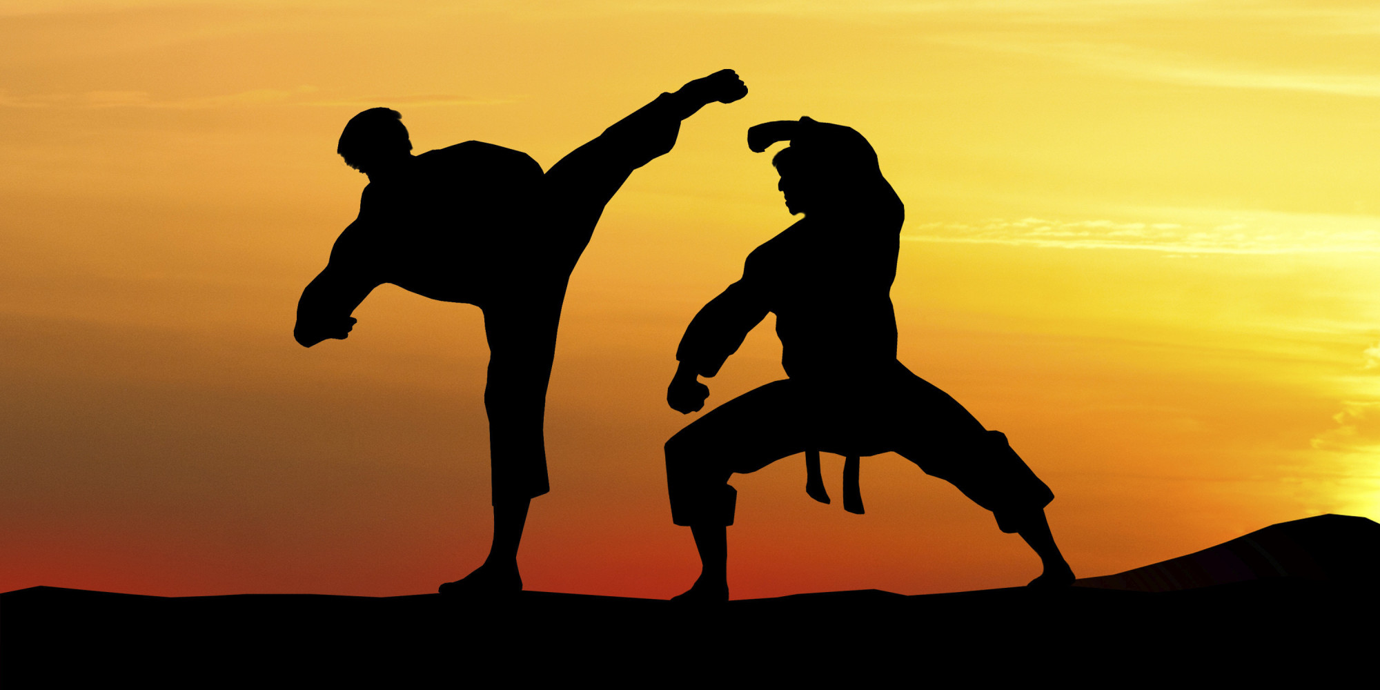 Players fight against the sky. Karate.